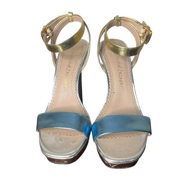 JEAN MICHEL CAZABAT Holiday Metallic Leather High Heel Sandals Women's Size 6.5 - Picture 2 of 12